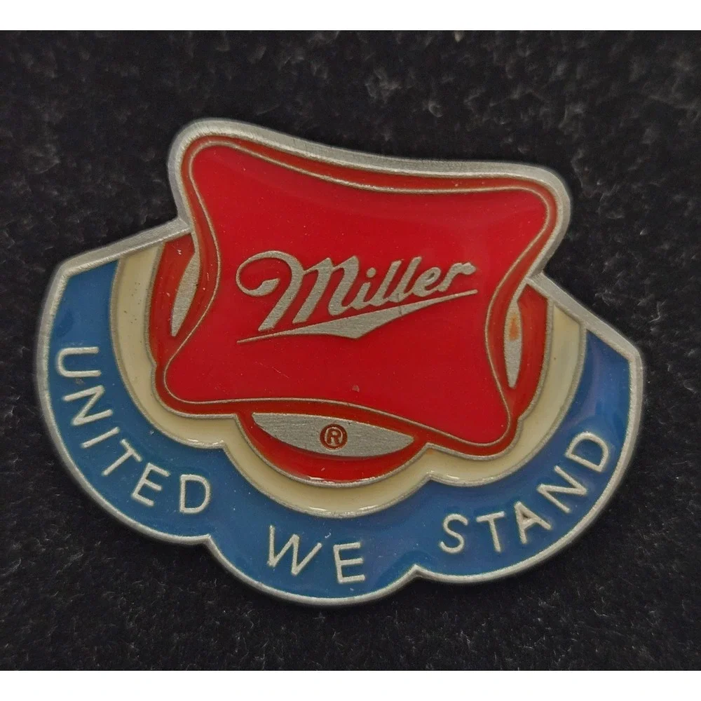 Vtg Miller Brewing Co. United We Stand Enamel Pins Hat Pins Lot (2) Breweriana